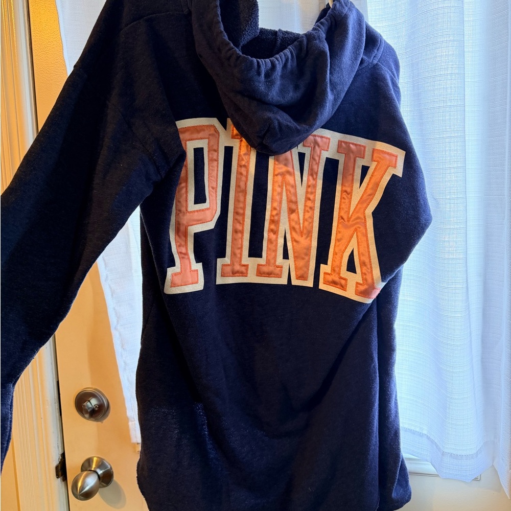 VINTAGE Navy Hoodie with PINK Victoria Secret